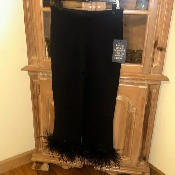 Black Feather Compression Knit Ashford Pants - Picture 6 of 9